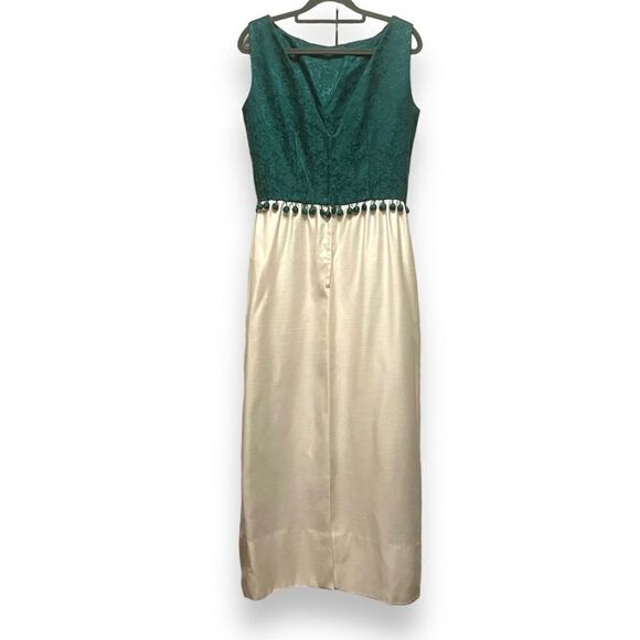 Vintage 60’s Gale Mitchell Green and Ivory Brocade Dress - Picture 7 of 10